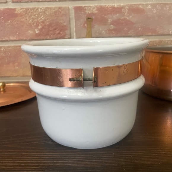 Beautiful Vintage B&M Douro Copper Brass Double Boiler with Porcelain Insert - Picture 8 of 16